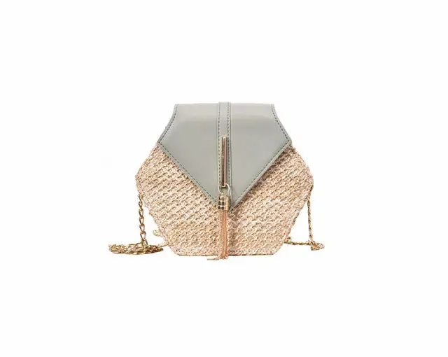 Hexagon Mulit Style Straw leather Handbag Women Summer Rattan Bag Handmade Woven Beach Circle Bohemia Shoulder Bag