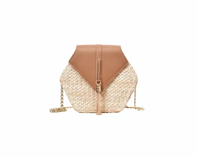 Hexagon Mulit Style Straw leather Handbag Women Summer Rattan Bag Handmade Woven Beach Circle Bohemia Shoulder Bag