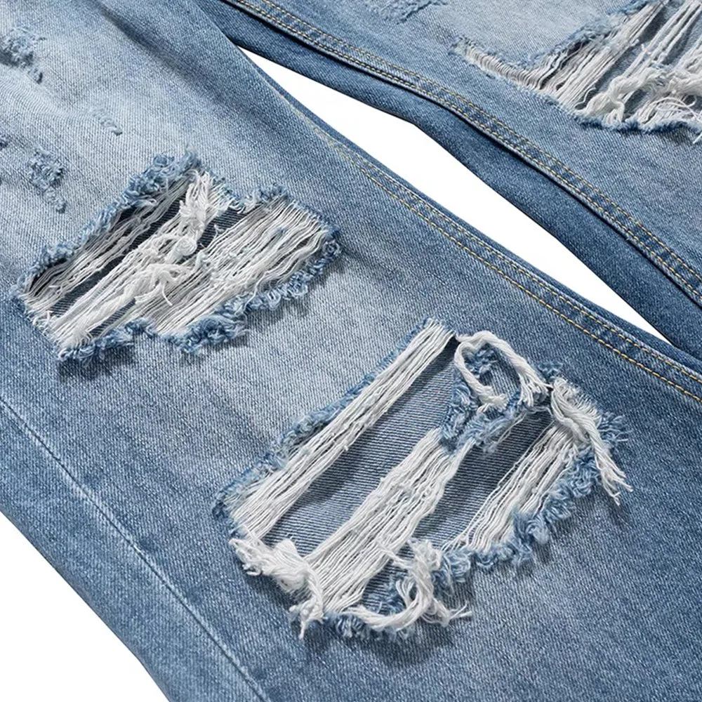 High Street Washed Knife Cut Hole Jeans