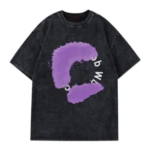 Hip Hop Purple Graffiti Print T-shirt