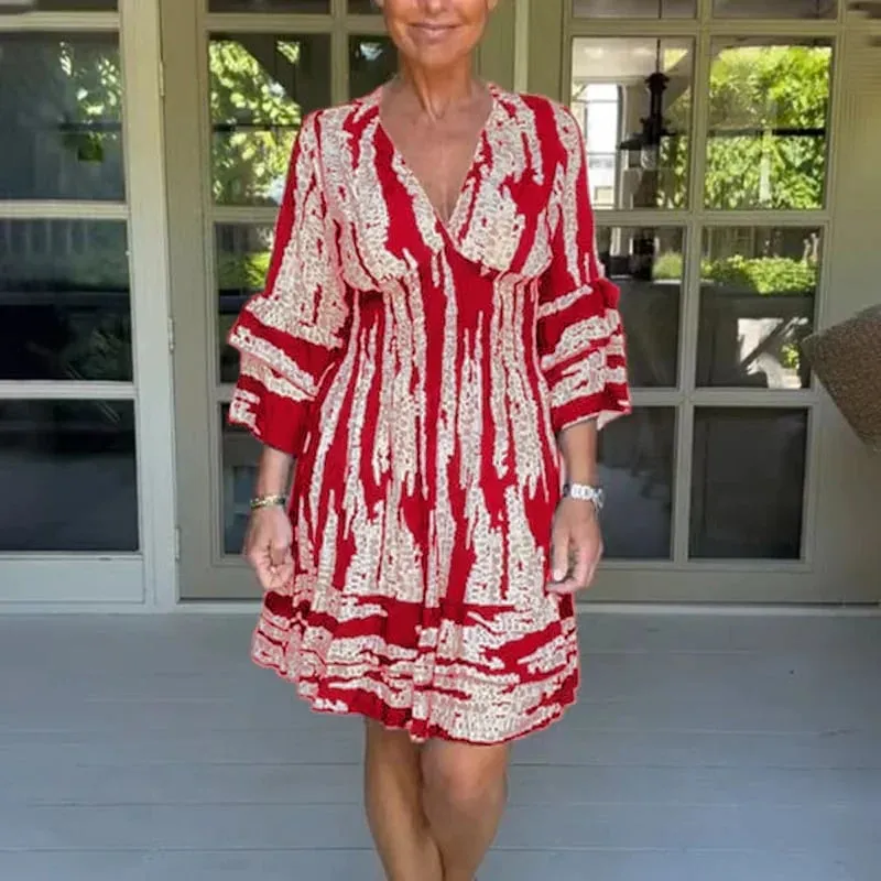 🔥HOT SALE 40% OFF🔥V Neck Three Quarter Sleeve Dress