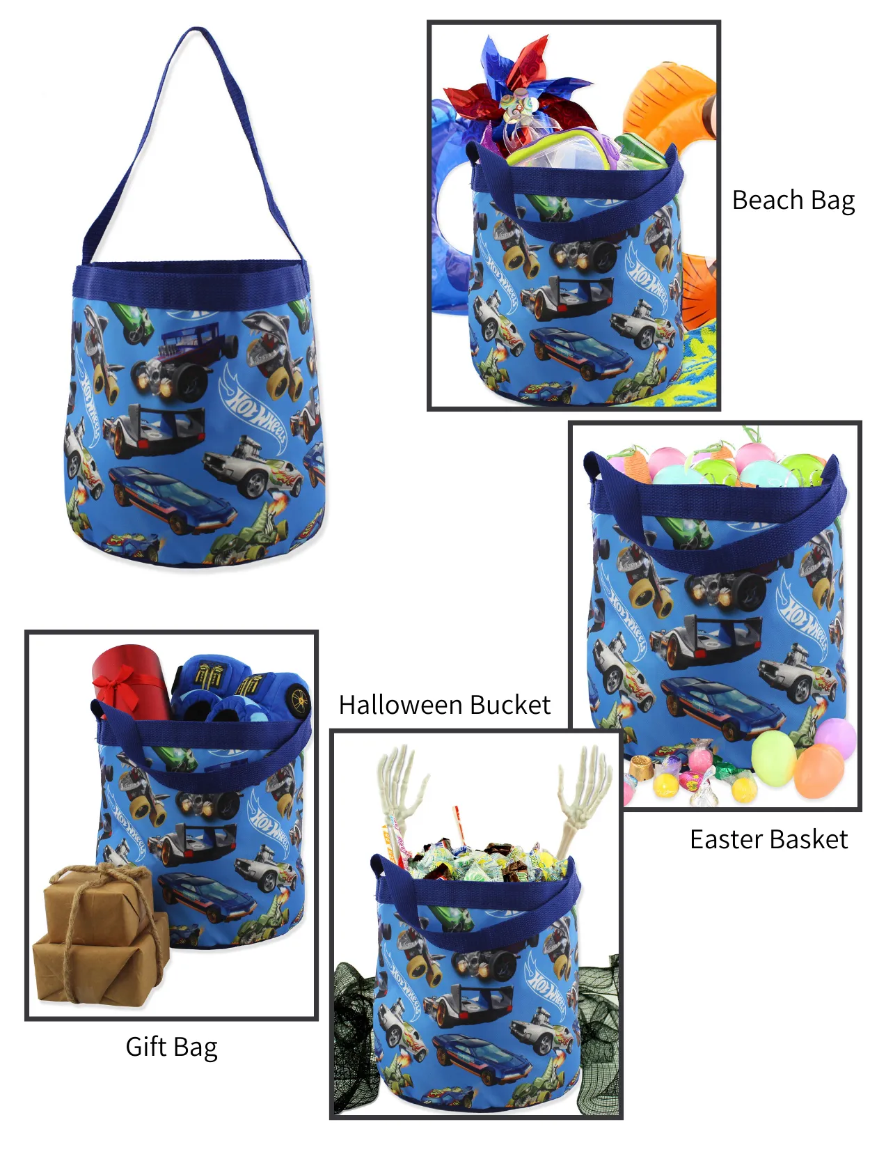 Hot Wheels Collapsible Nylon Basket Tote Bag