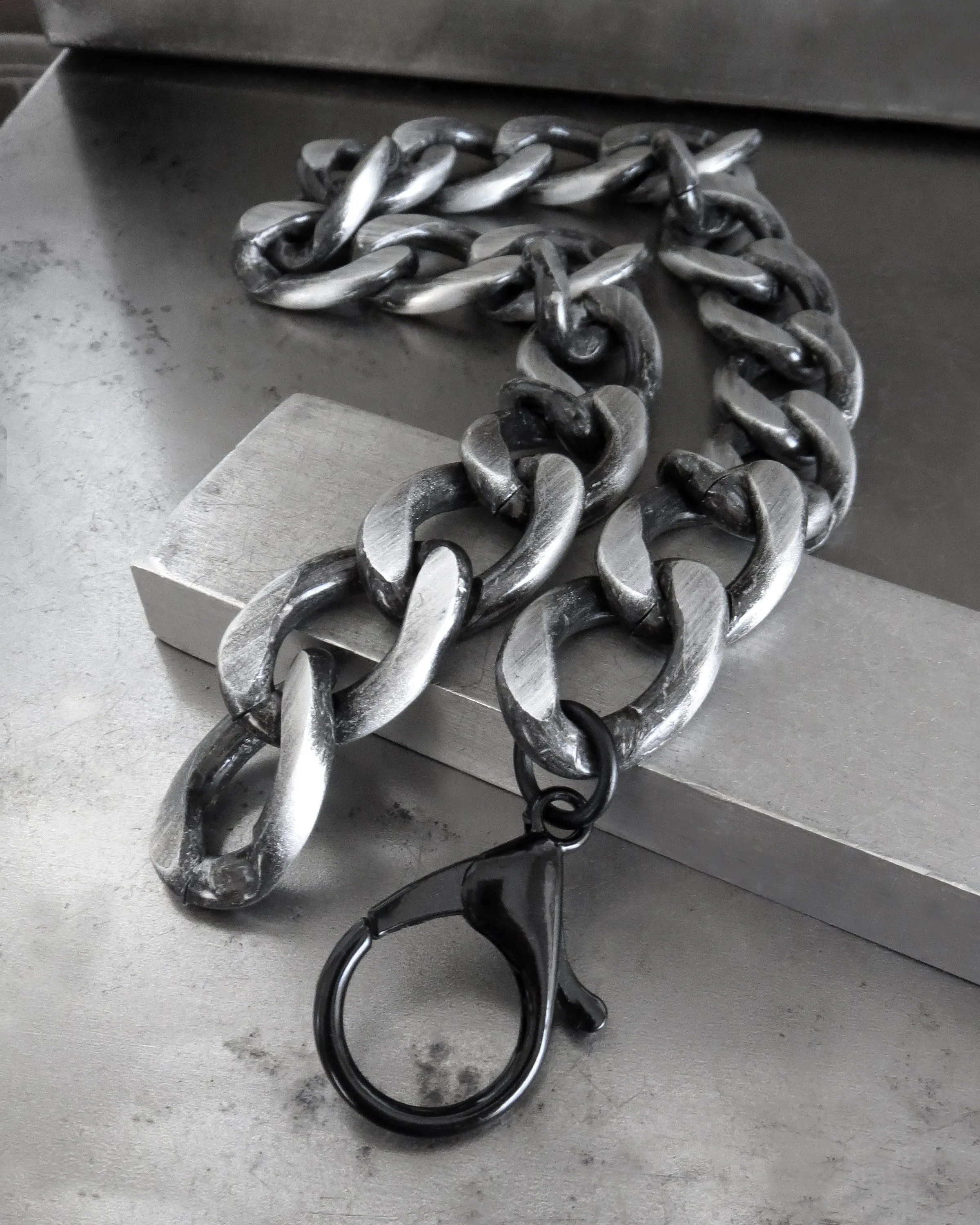ICON - Thick Chunky Black and Silver Chain Necklace