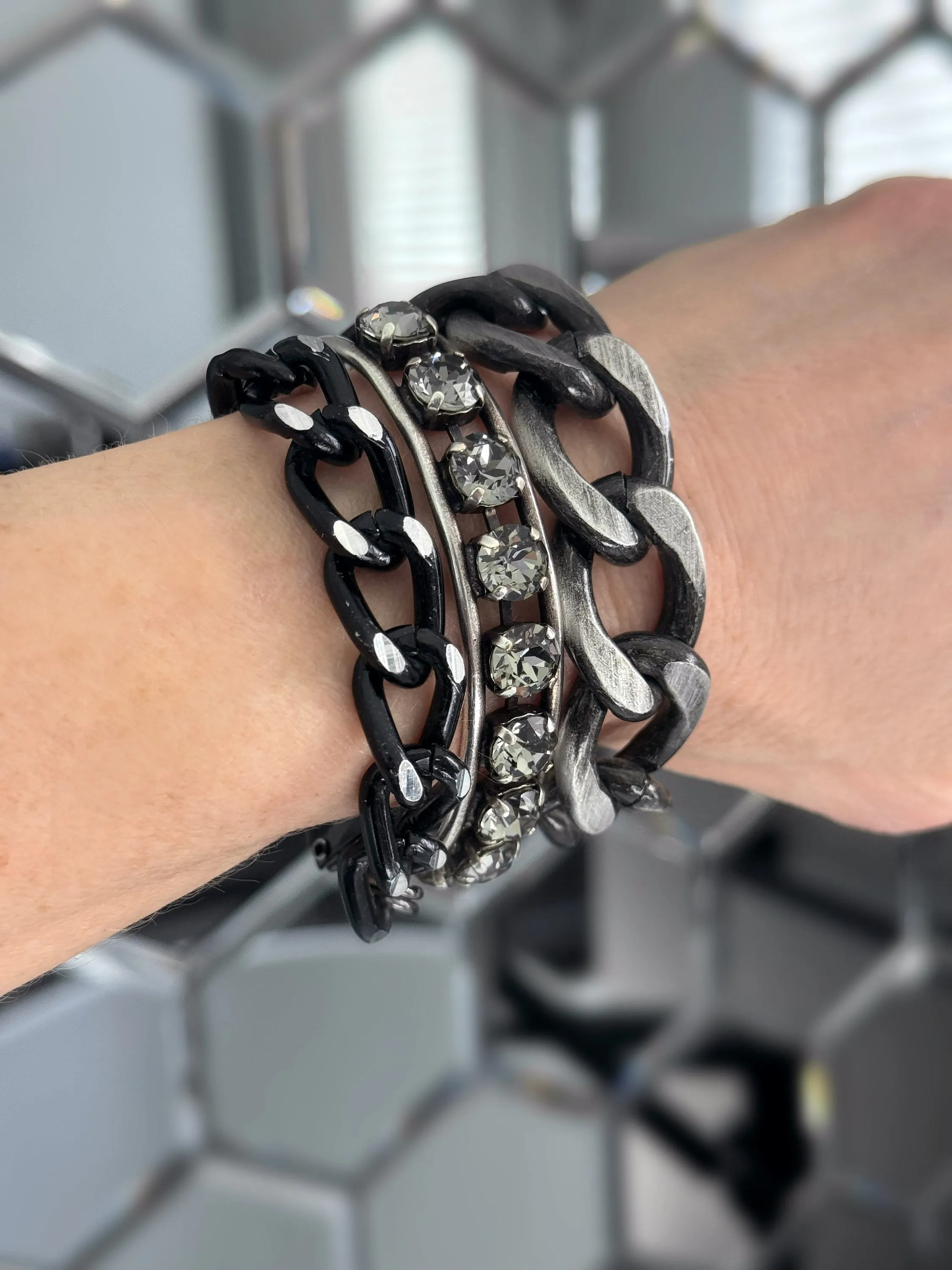 ICON - Thick Chunky Black and Silver Chain Necklace