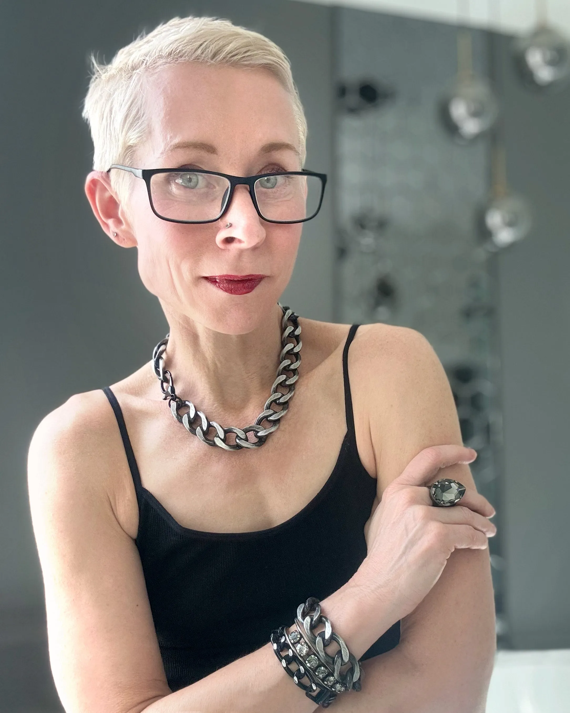 ICON - Thick Chunky Black and Silver Chain Necklace