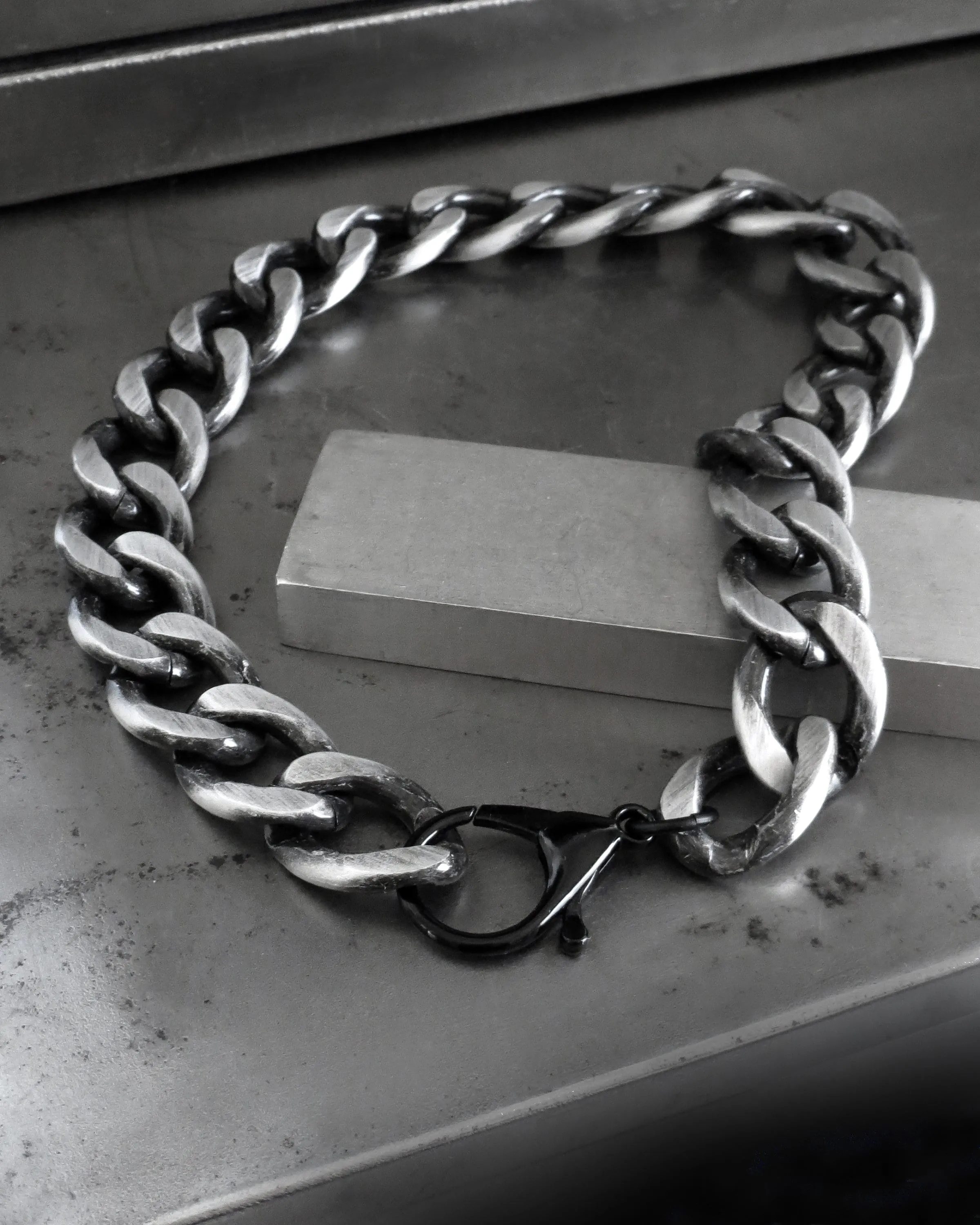 ICON - Thick Chunky Black and Silver Chain Necklace