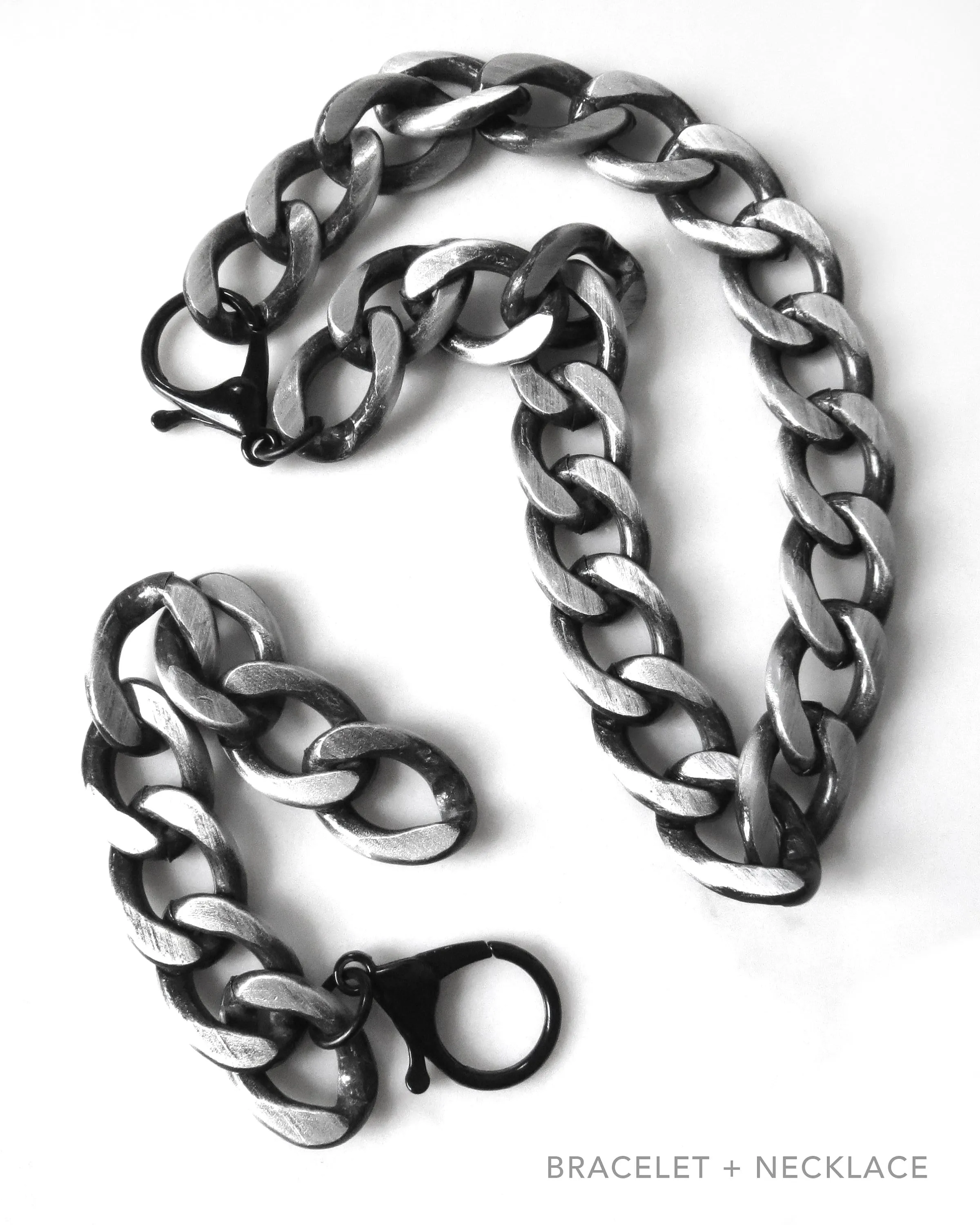 ICON - Thick Chunky Black and Silver Chain Necklace