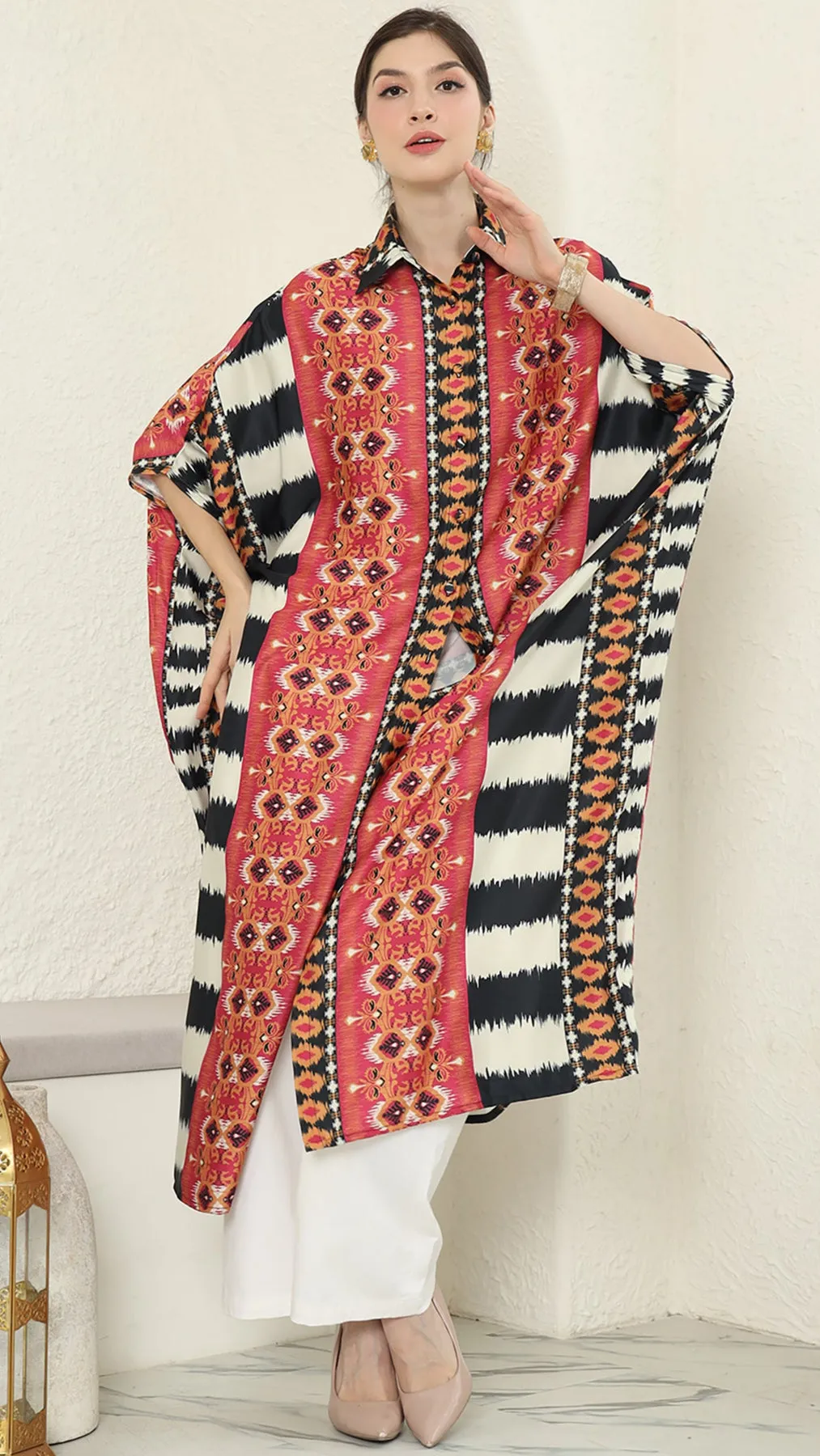 Ikat Button Kaftan