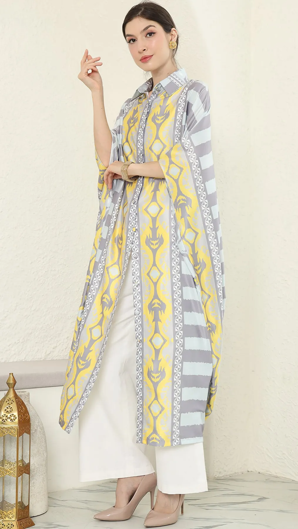 Ikat Button Kaftan