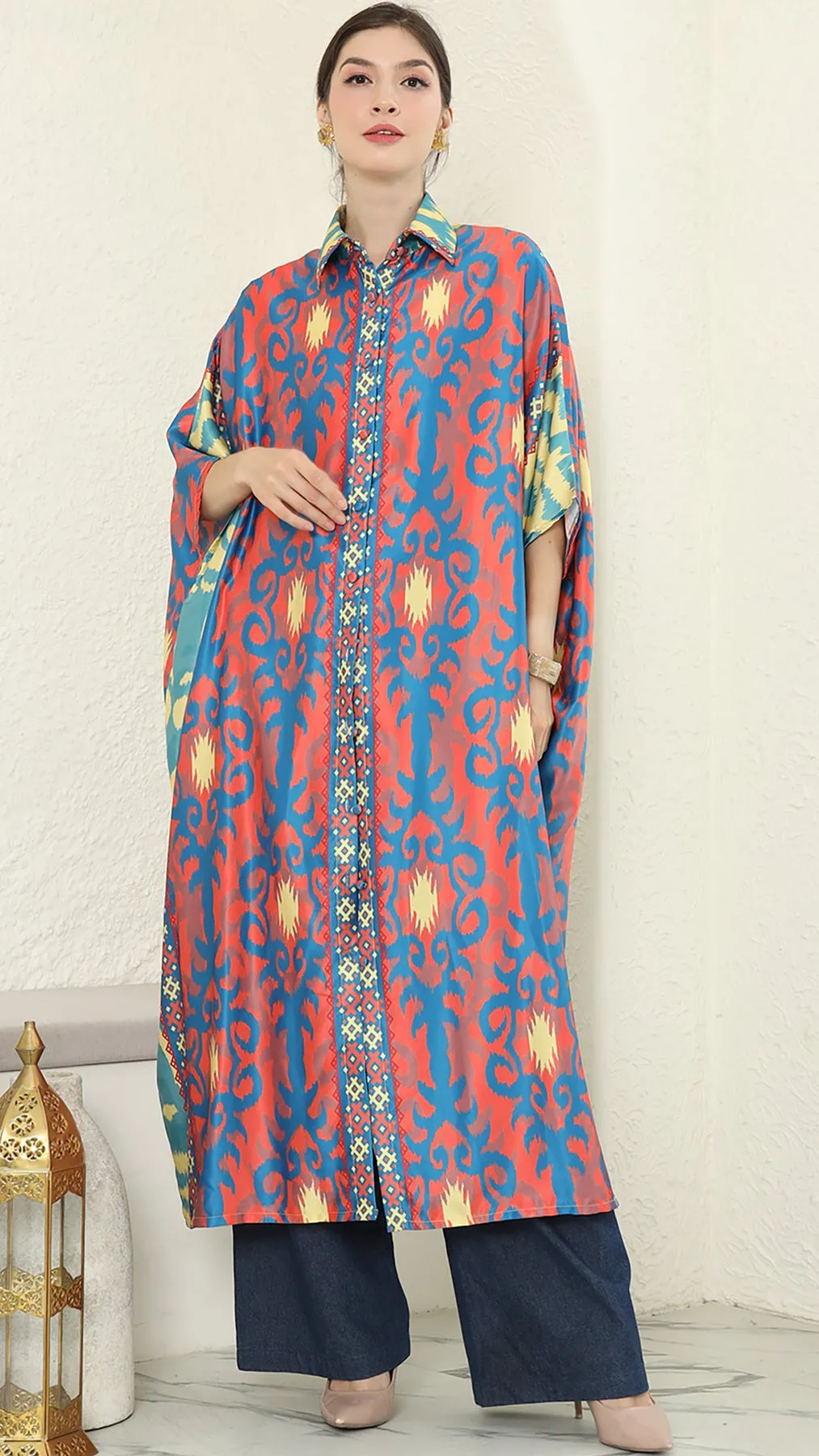 Ikat Button Kaftan