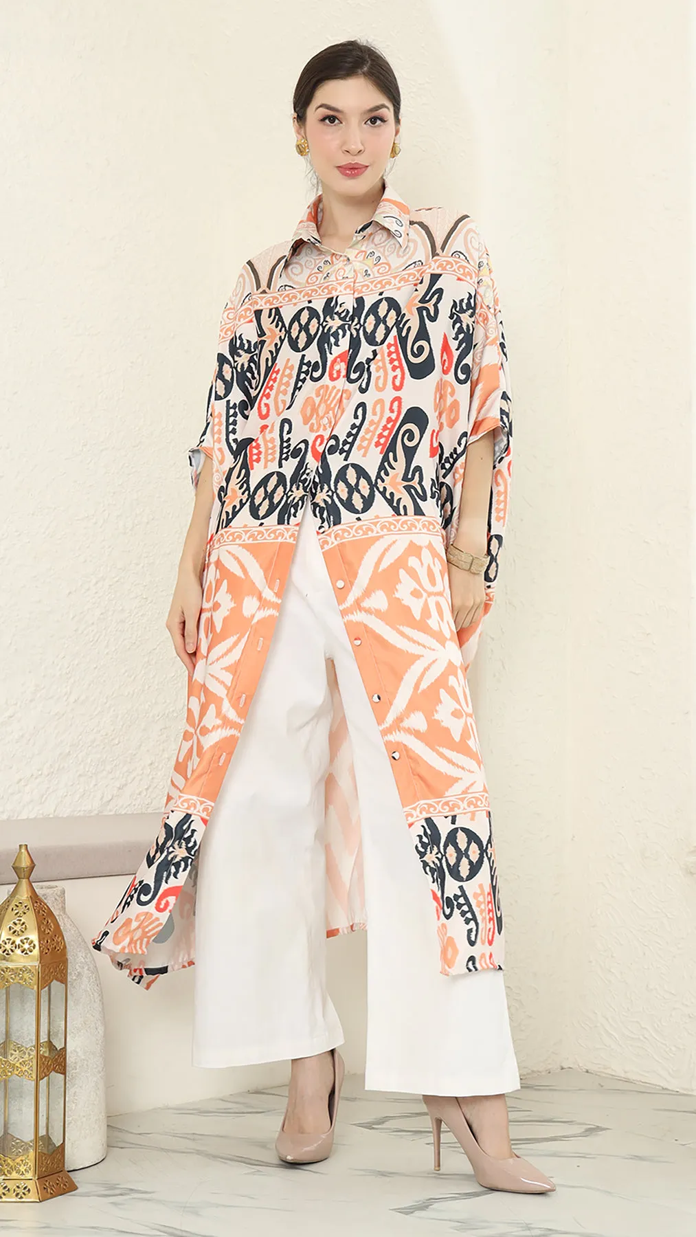 Ikat Button Kaftan