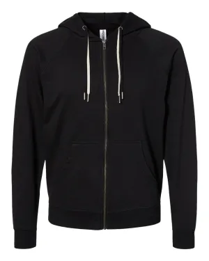 Independent Trading Co. - Icon Unisex Lightweight Loopback Terry Full Zip Hood Black