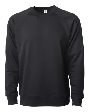 Independent Trading Co. Unisex Lightweight Loopback Terry Crewneck Black