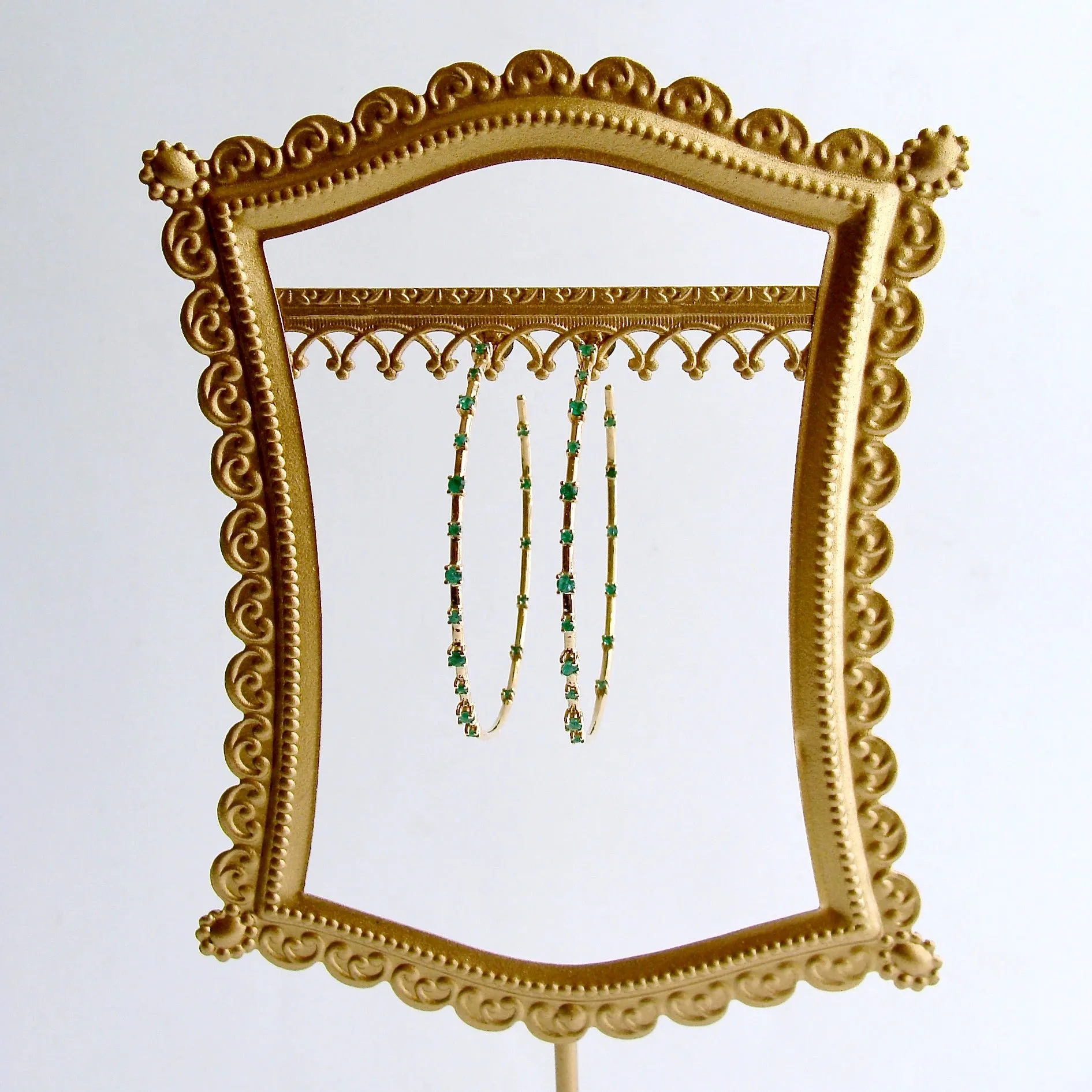 Inside Outside 14K Yellow Gold Emerald Hoop Earrings - Ariana II Emerald Earring