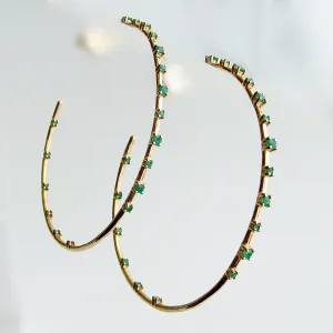 Inside Outside 14K Yellow Gold Emerald Hoop Earrings - Ariana II Emerald Earring