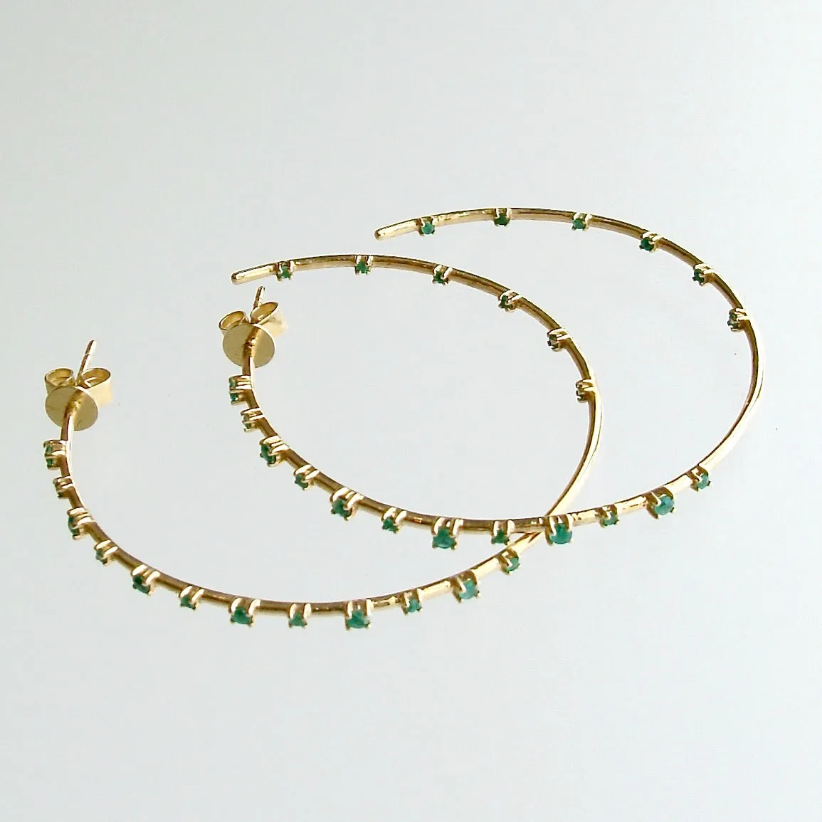 Inside Outside 14K Yellow Gold Emerald Hoop Earrings - Ariana II Emerald Earring