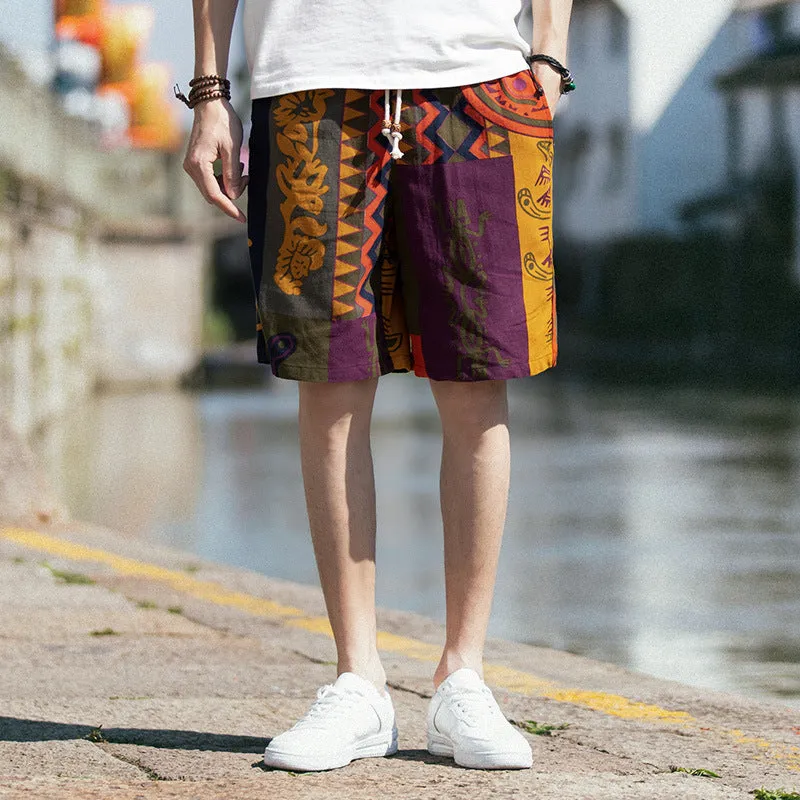 INSTOCK-Summer ethnic style linen shorts