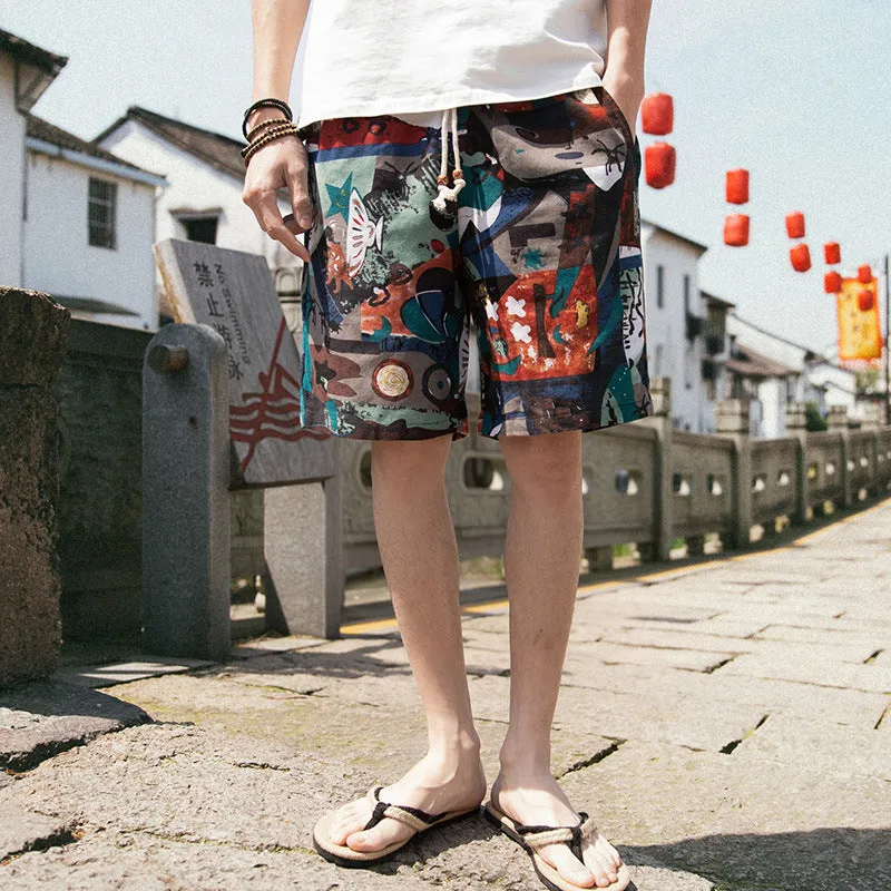 INSTOCK-Summer ethnic style linen shorts