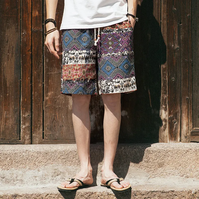 INSTOCK-Summer ethnic style linen shorts