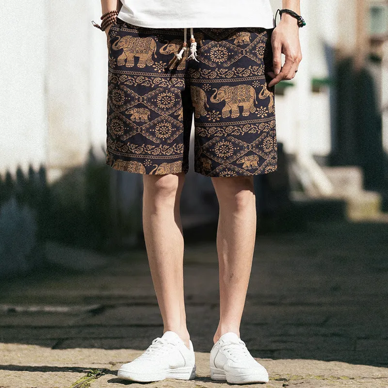 INSTOCK-Summer ethnic style linen shorts