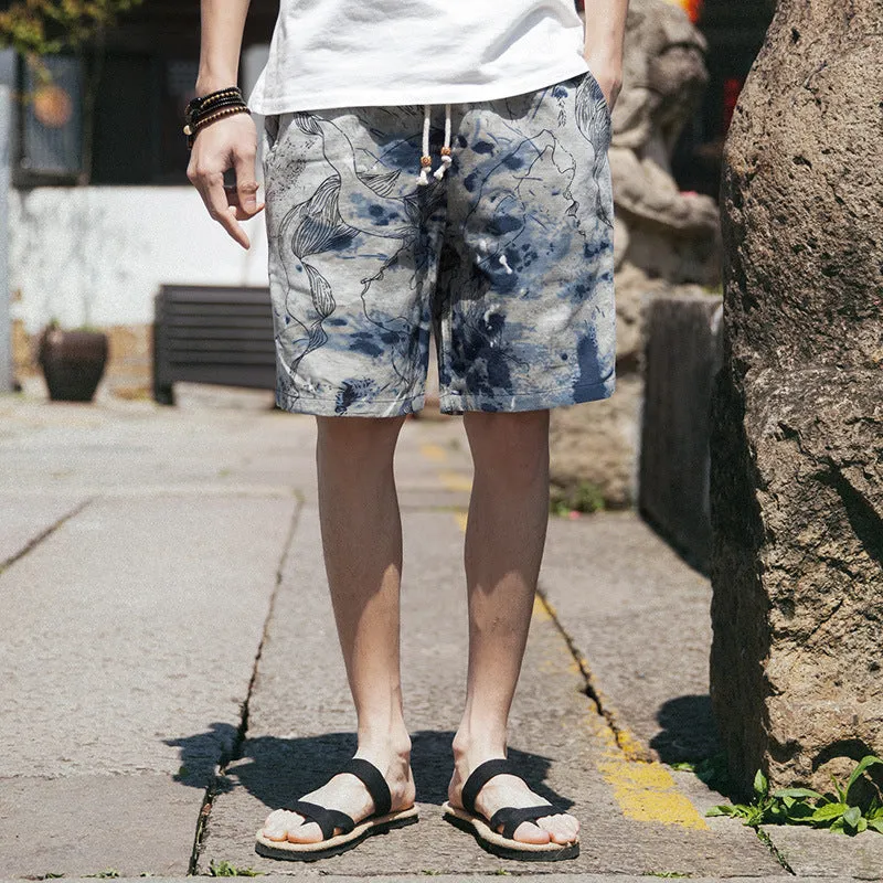 INSTOCK-Summer ethnic style linen shorts
