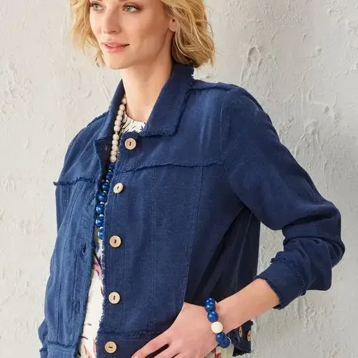 Jayla Linen Blend Jean Style Jacket