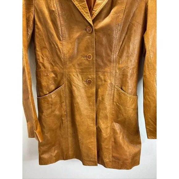 John Carlisle Trench Jacket Size L Women's Brown Suede Soft Leather Blazer