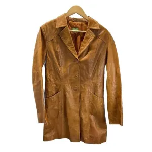 John Carlisle Trench Jacket Size L Women's Brown Suede Soft Leather Blazer