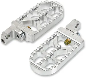 Joker Machine 08-56-3 Adjustable Serrated Long Footpegs - 4 1/2in. Long x 2 1/2in. Wide x 1in. Thick - Raw Aluminum