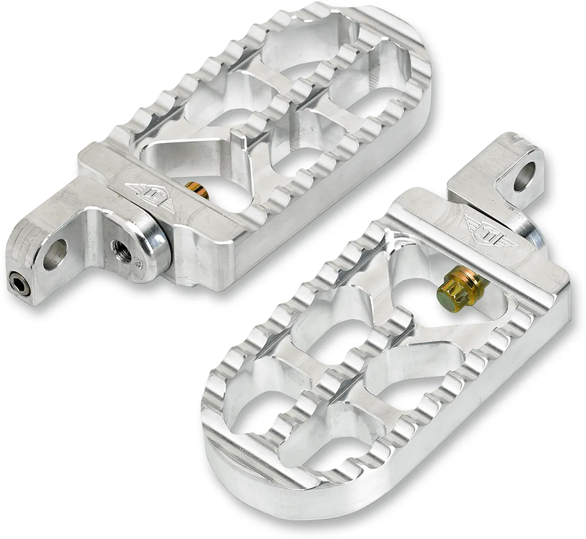 Joker Machine 08-56-3 Adjustable Serrated Long Footpegs - 4 1/2in. Long x 2 1/2in. Wide x 1in. Thick - Raw Aluminum
