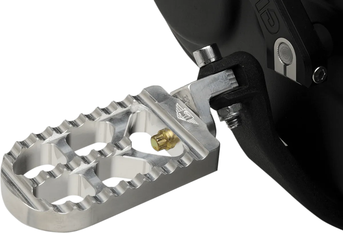 Joker Machine 08-56-3 Adjustable Serrated Long Footpegs - 4 1/2in. Long x 2 1/2in. Wide x 1in. Thick - Raw Aluminum
