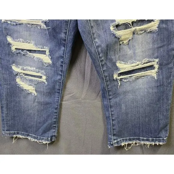 Judy Blue Skinny Fit Capri Women’s Blue Wash Distress Fringe Crop Jeans Size 20W
