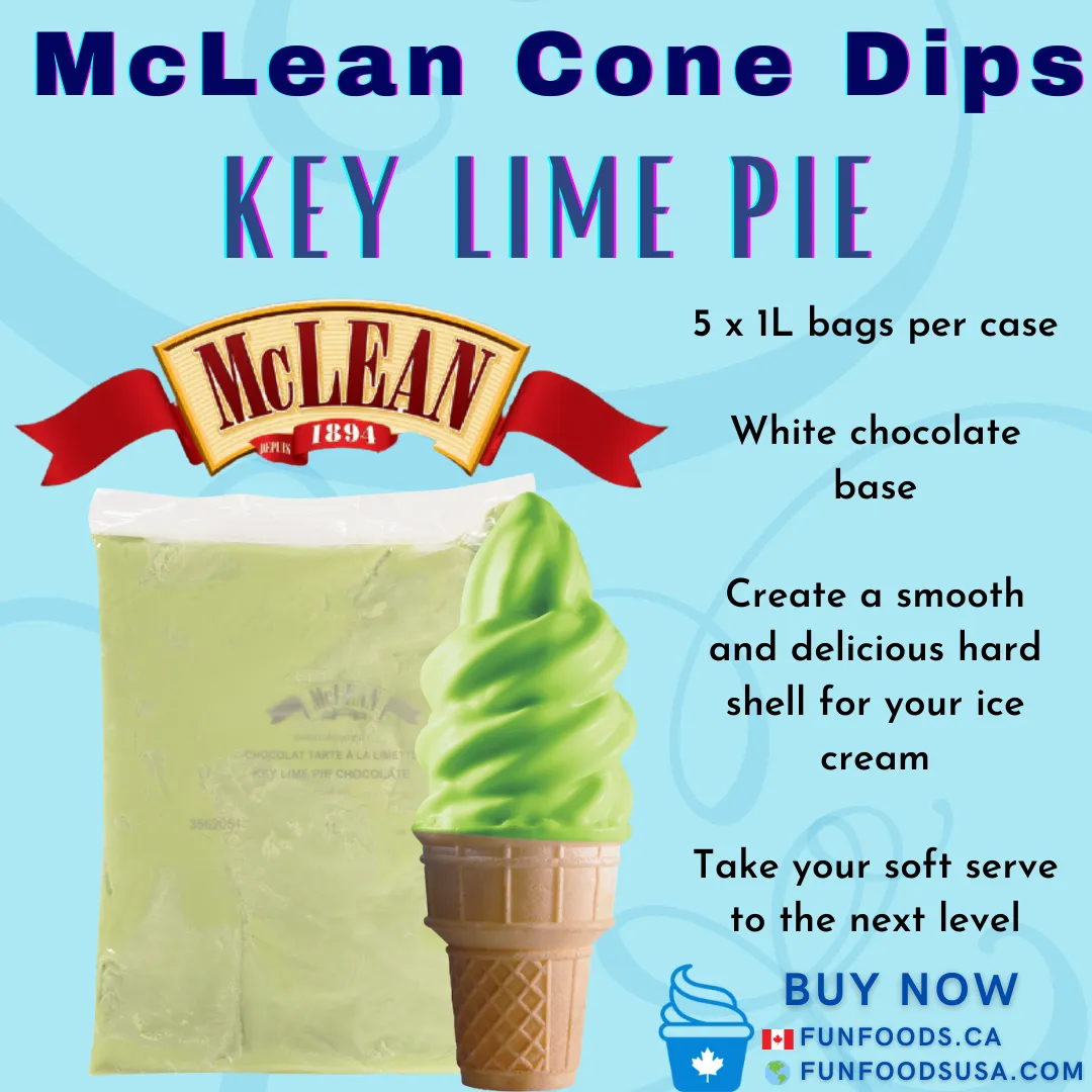 Key Lime Pie Chocolate Cone Dip Coating (Case = 5 x 1L Bags) by McLean Canada