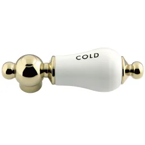 Kingston Brass AEPL2C Porcelain Lever Handle (Cold Side), Polished Brass