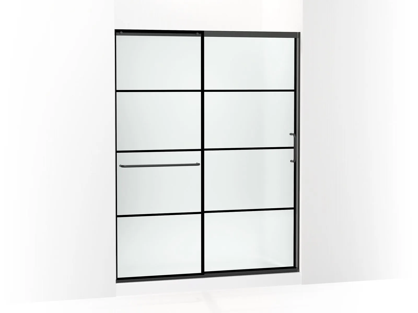 KOHLER K-707615-8G80 Elate Sliding shower door, 75-1/2" H x 56-1/4 - 59-5/8" W, with heavy 5/16" thick Frosted glass with rectangular grille pattern