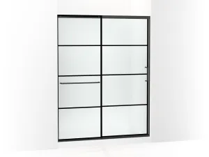 KOHLER K-707615-8G80 Elate Sliding shower door, 75-1/2" H x 56-1/4 - 59-5/8" W, with heavy 5/16" thick Frosted glass with rectangular grille pattern