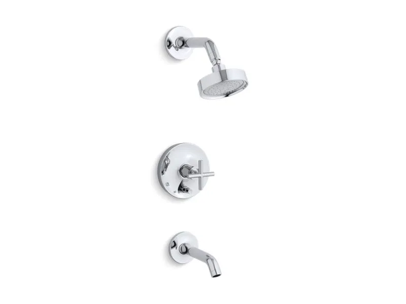 KOHLER K-T14420-3 Purist Rite-Temp bath and shower trim with cross handle and 2.5 gpm showerhead