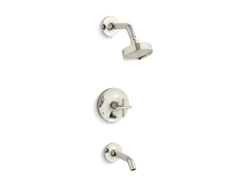 KOHLER K-T14420-3 Purist Rite-Temp bath and shower trim with cross handle and 2.5 gpm showerhead