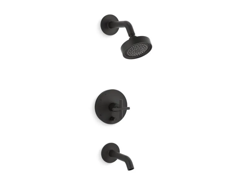 KOHLER K-T14420-3 Purist Rite-Temp bath and shower trim with cross handle and 2.5 gpm showerhead