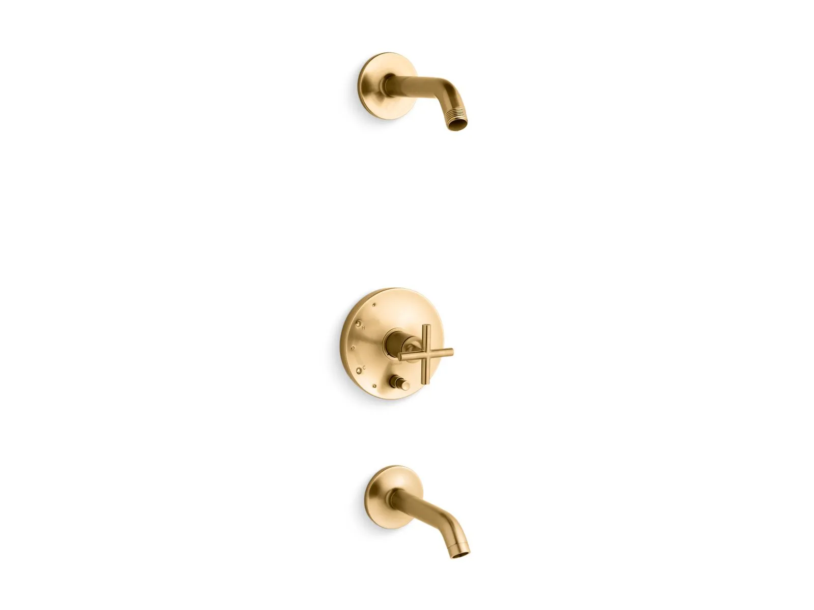 KOHLER K-T14420-3L Purist Rite-Temp bath and shower trim kit with push-button diverter and cross handle, without showerhead