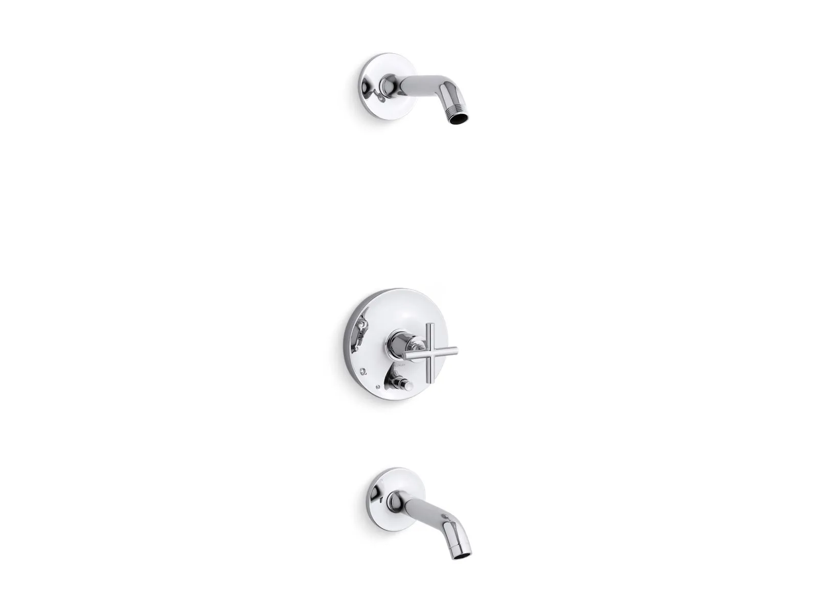 KOHLER K-T14420-3L Purist Rite-Temp bath and shower trim kit with push-button diverter and cross handle, without showerhead