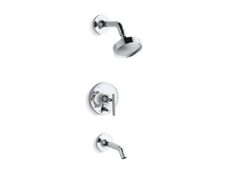 KOHLER K-T14420-4E Purist Rite-Temp bath and shower trim with lever handle and 2.0 gpm showerhead in Polished Chrome