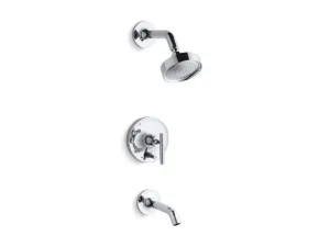 KOHLER K-T14420-4E Purist Rite-Temp bath and shower trim with lever handle and 2.0 gpm showerhead in Polished Chrome