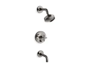 KOHLER K-T14421-3 Purist Rite-Temp bath and shower trim kit with push-button diverter and cross handle, 2.5 gpm