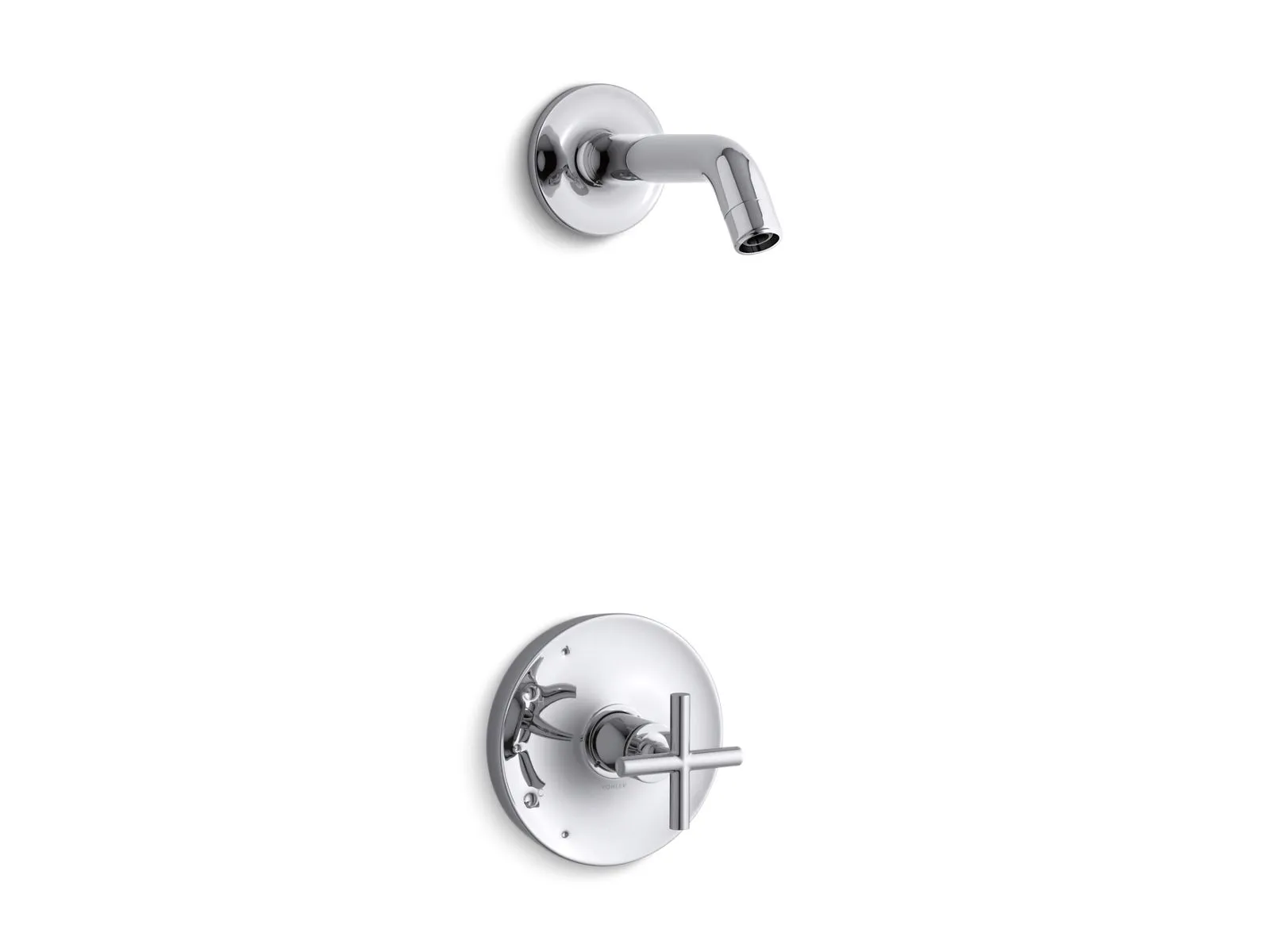 KOHLER K-TLS14422-3 Purist Rite-Temp shower trim kit with cross handle, without showerhead