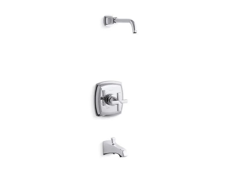 KOHLER K-TLS16225-3 Margaux Rite-Temp(R) bath and shower valve trim with cross handle and NPT spout, less showerhead