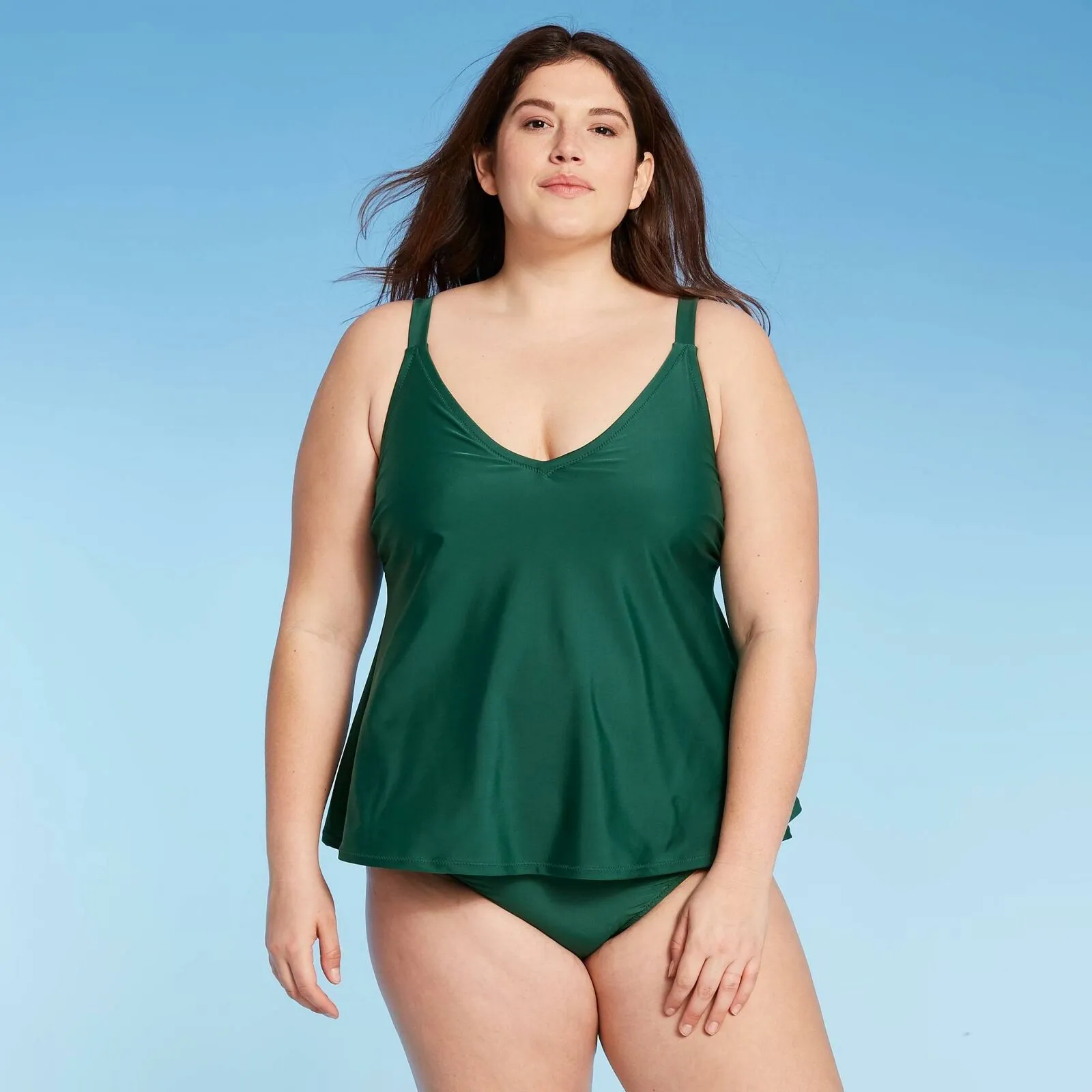 Kona Sol Women's Plus Size Solid Tankini Top
