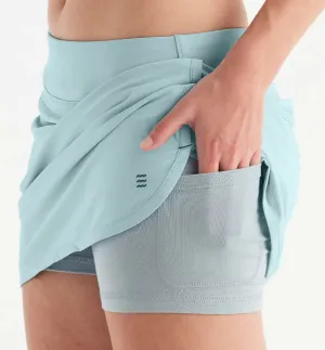 LADIES FREE FLY BAMBOO LINED BREEZE SKORT - SEA GLASS