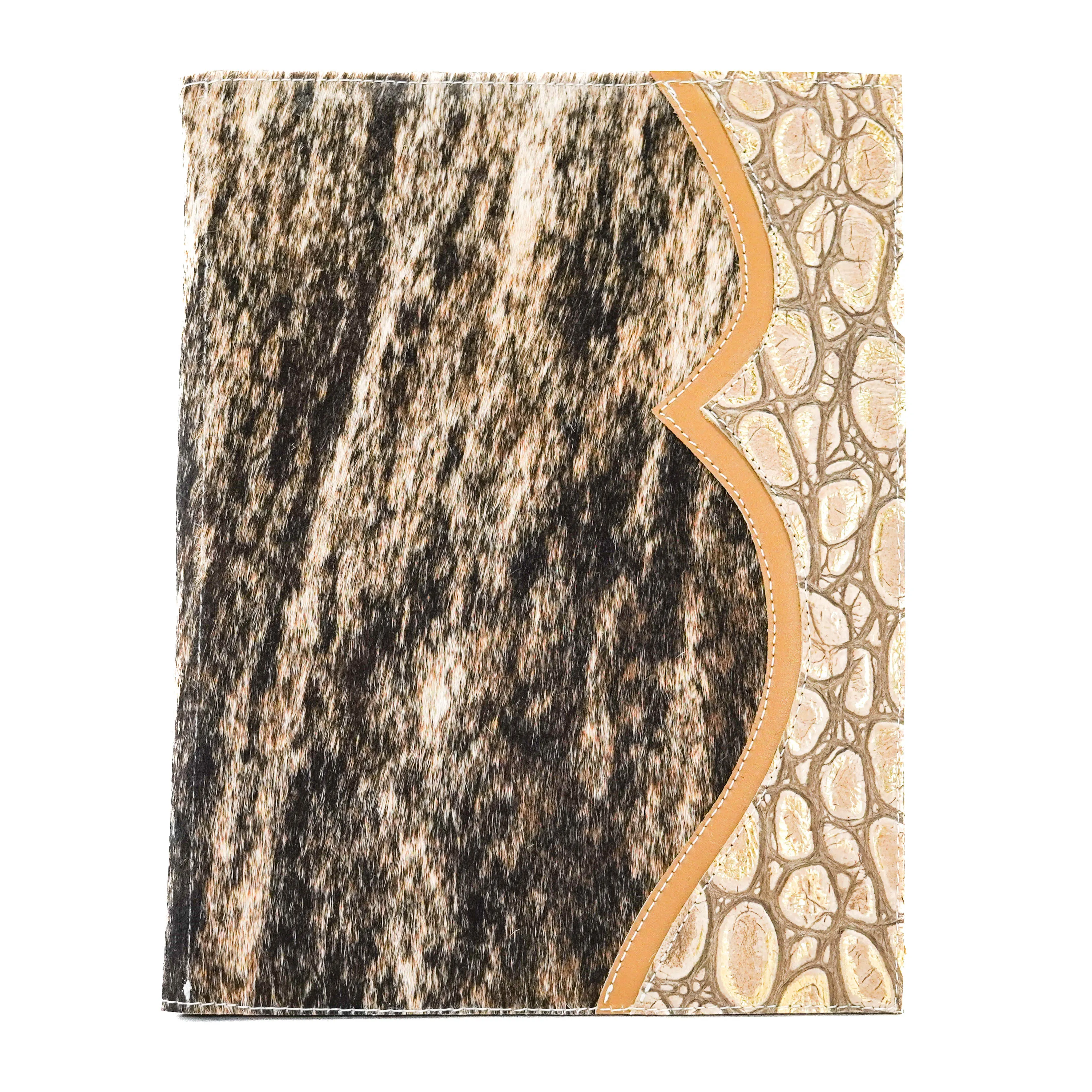 Large Notepad Cover - Brindle w/ Ivory Jumbo Croc