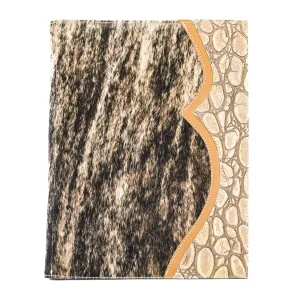 Large Notepad Cover - Brindle w/ Ivory Jumbo Croc